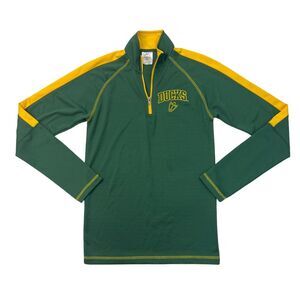 Oregon Ducks Training Shirt Mens S Small Green Gold Quarter Zip Long Sleeve
